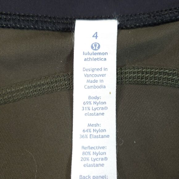 Lululemon Pull On Athletic Yoga Running Leggings Womens Size 4 Green Black - Picture 6 of 9